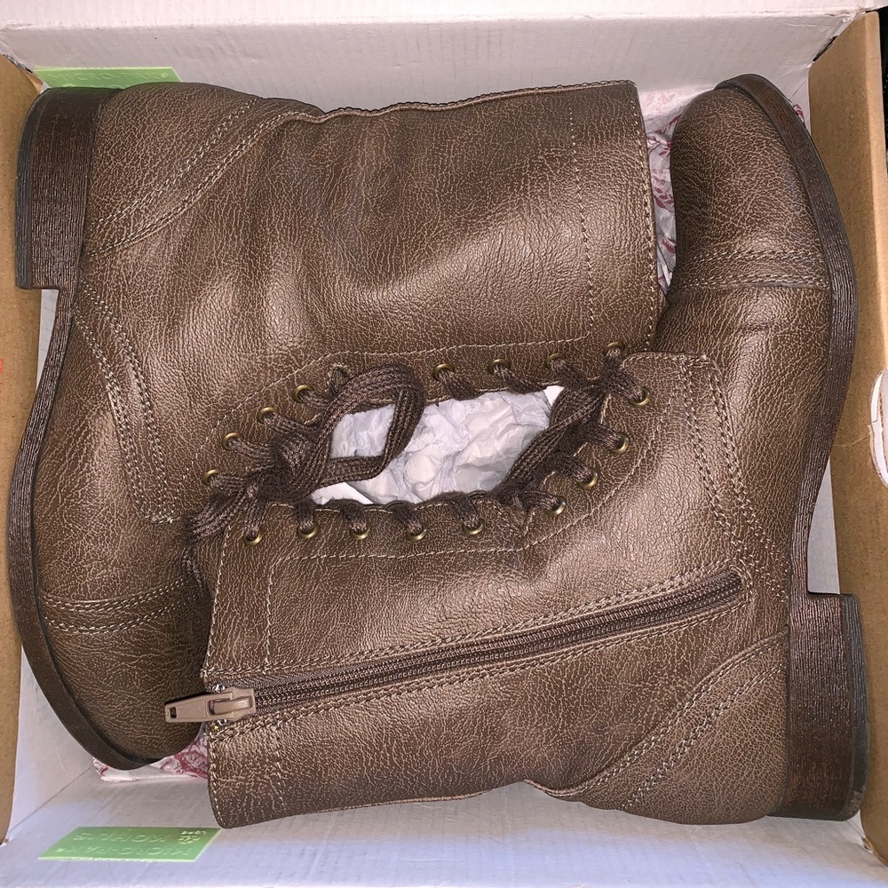 Brown combat boots